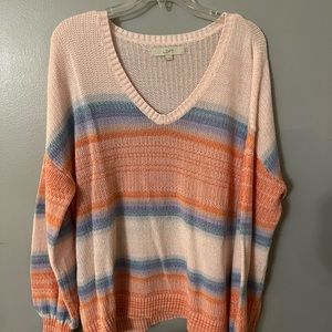 LOFT MULTICOLORED V-NECK SWEATER